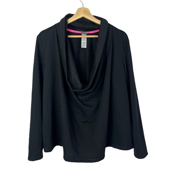 Champion Tops - Champion Black Cowl Drapey Neck Long Sleeve Sweatshirt L